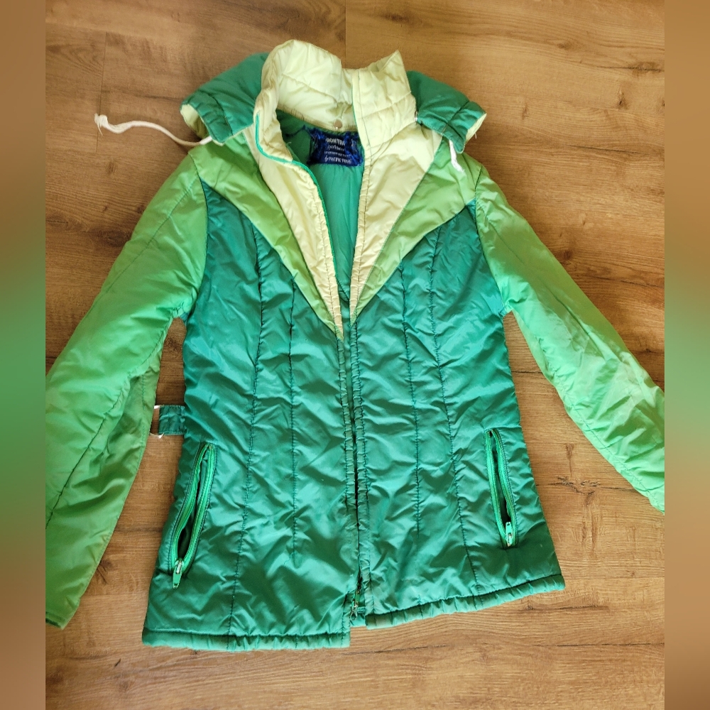 Green and Yellow Puffer Jacket